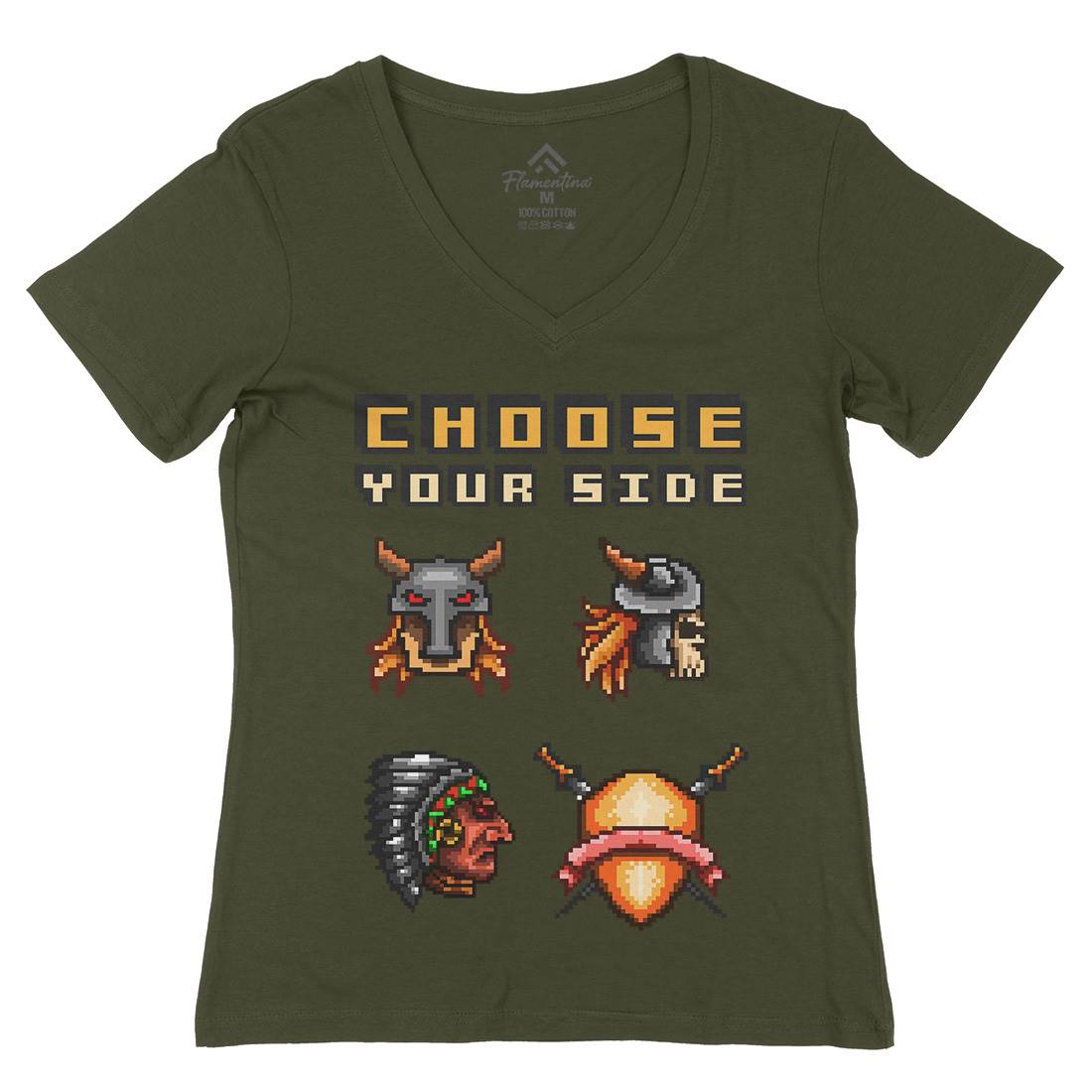 Choose Your Side Womens Organic V-Neck T-Shirt Geek B890