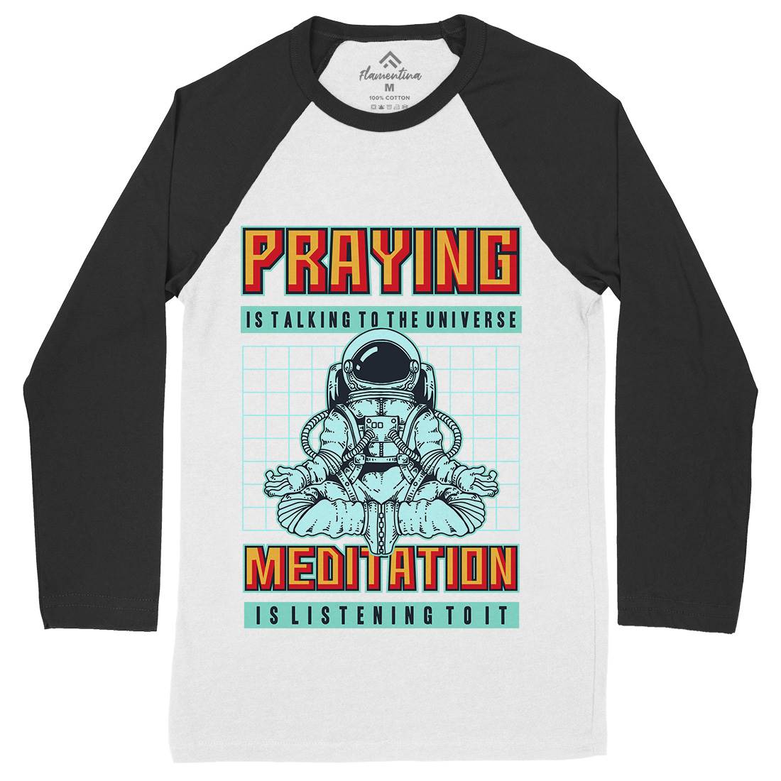 Cosmos Prayer Mens Long Sleeve Baseball T-Shirt Space B891