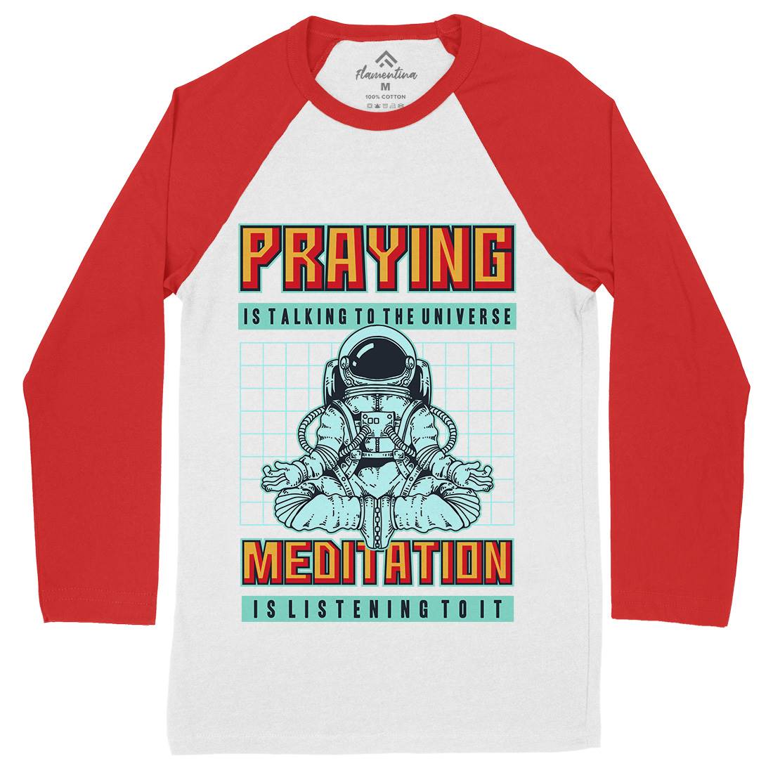Cosmos Prayer Mens Long Sleeve Baseball T-Shirt Space B891