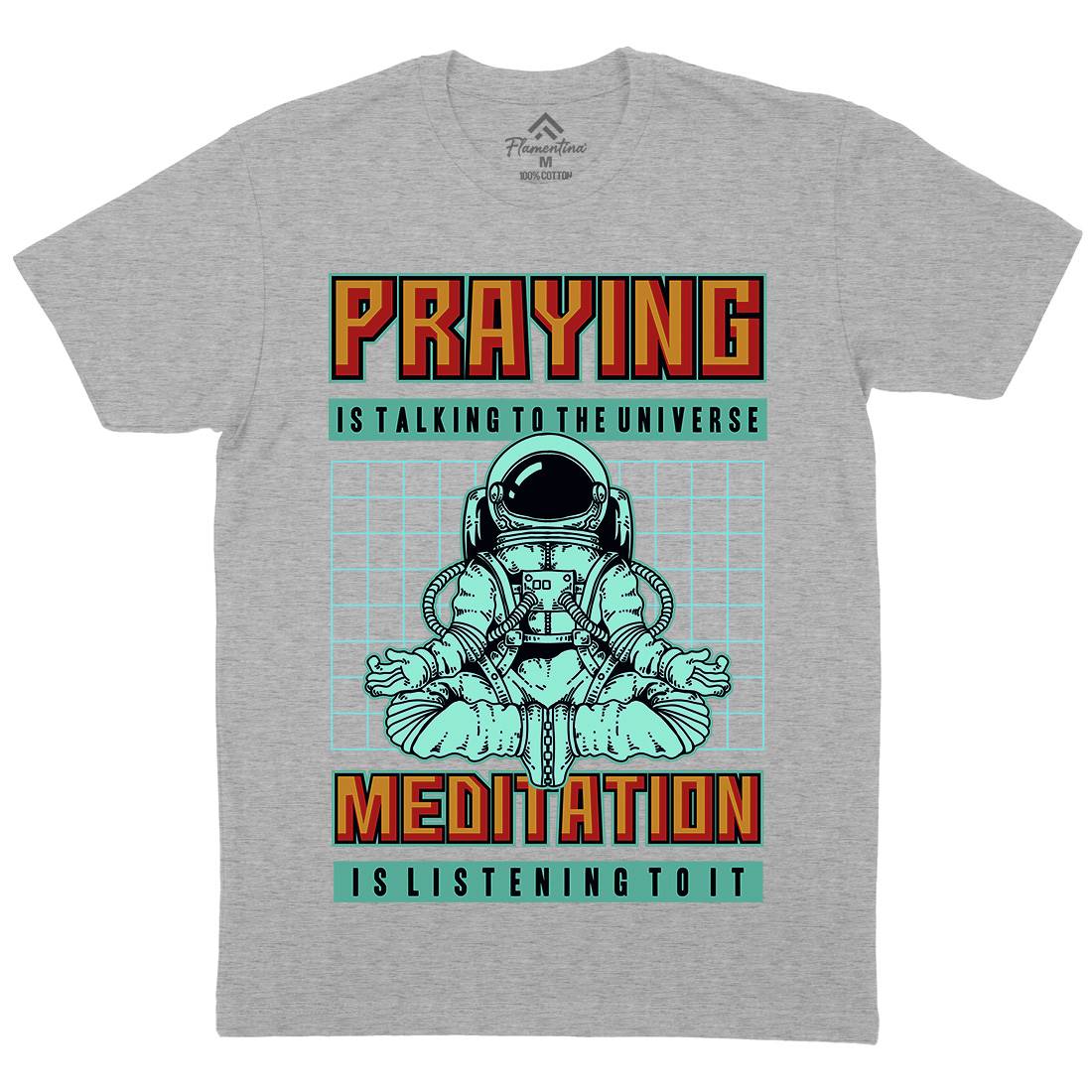 Cosmos Prayer Mens Organic Crew Neck T-Shirt Space B891