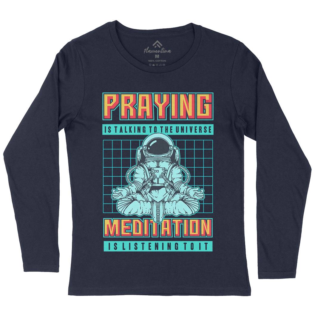 Cosmos Prayer Womens Long Sleeve T-Shirt Space B891
