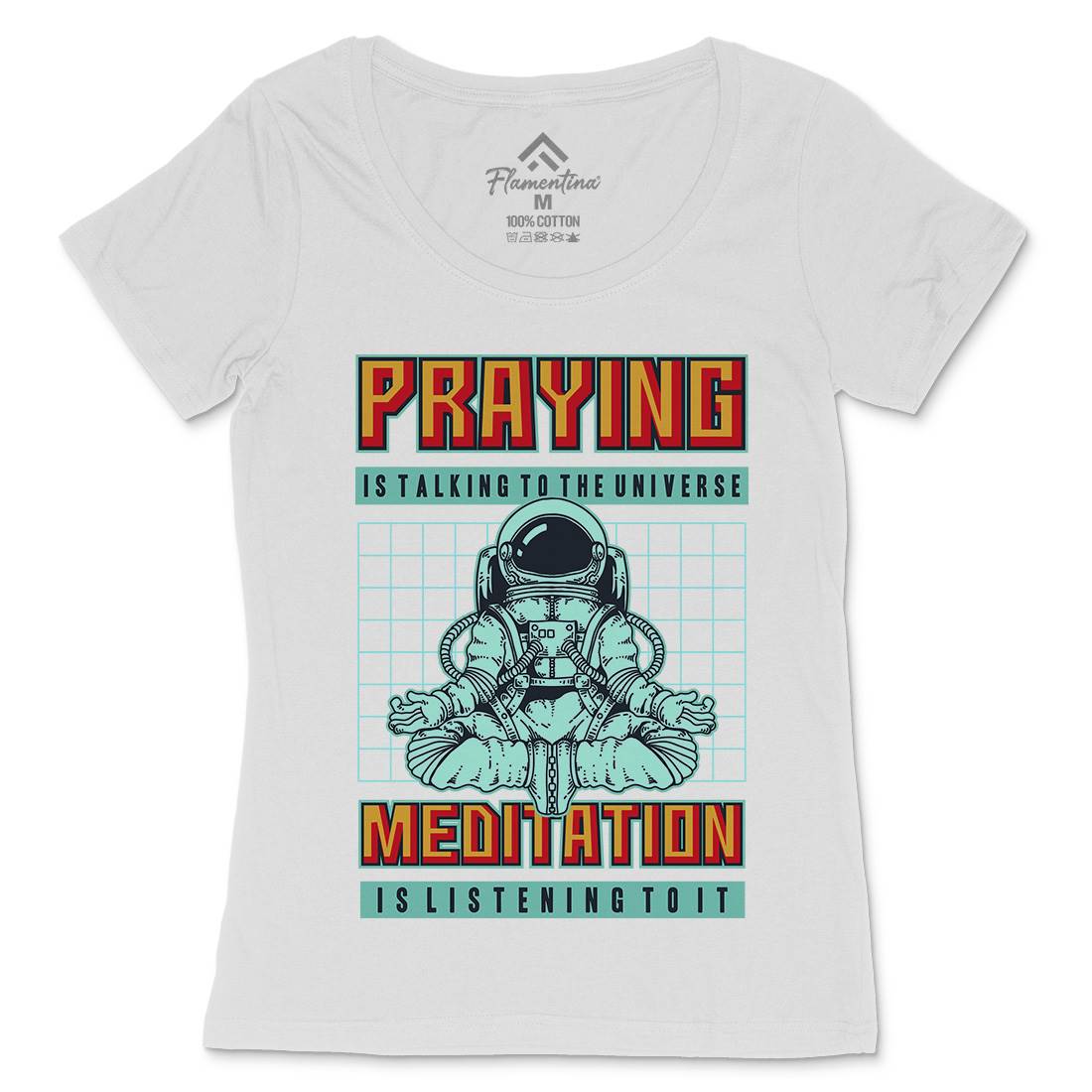 Cosmos Prayer Womens Scoop Neck T-Shirt Space B891