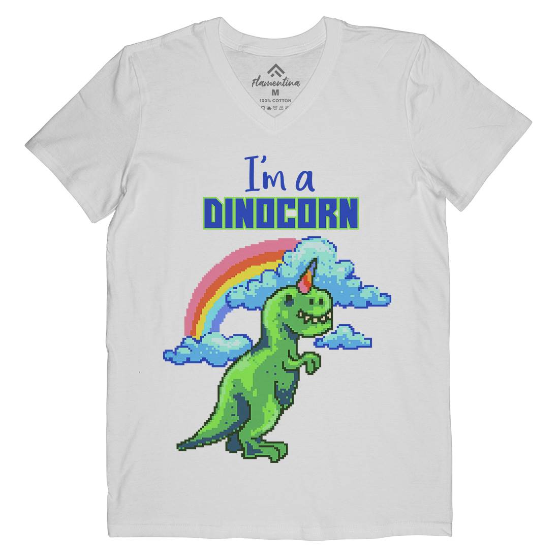 Dinocorn Mens Organic V-Neck T-Shirt Animals B893