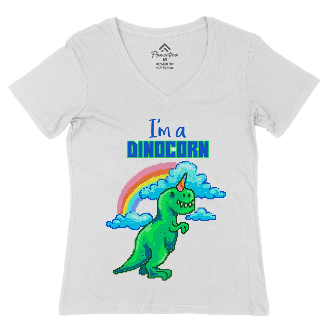 Dinocorn Womens Organic V-Neck T-Shirt Animals B893