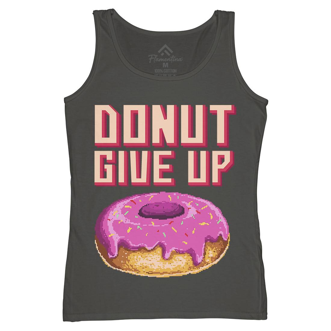 Donut Give Up Womens Organic Tank Top Vest Food B895