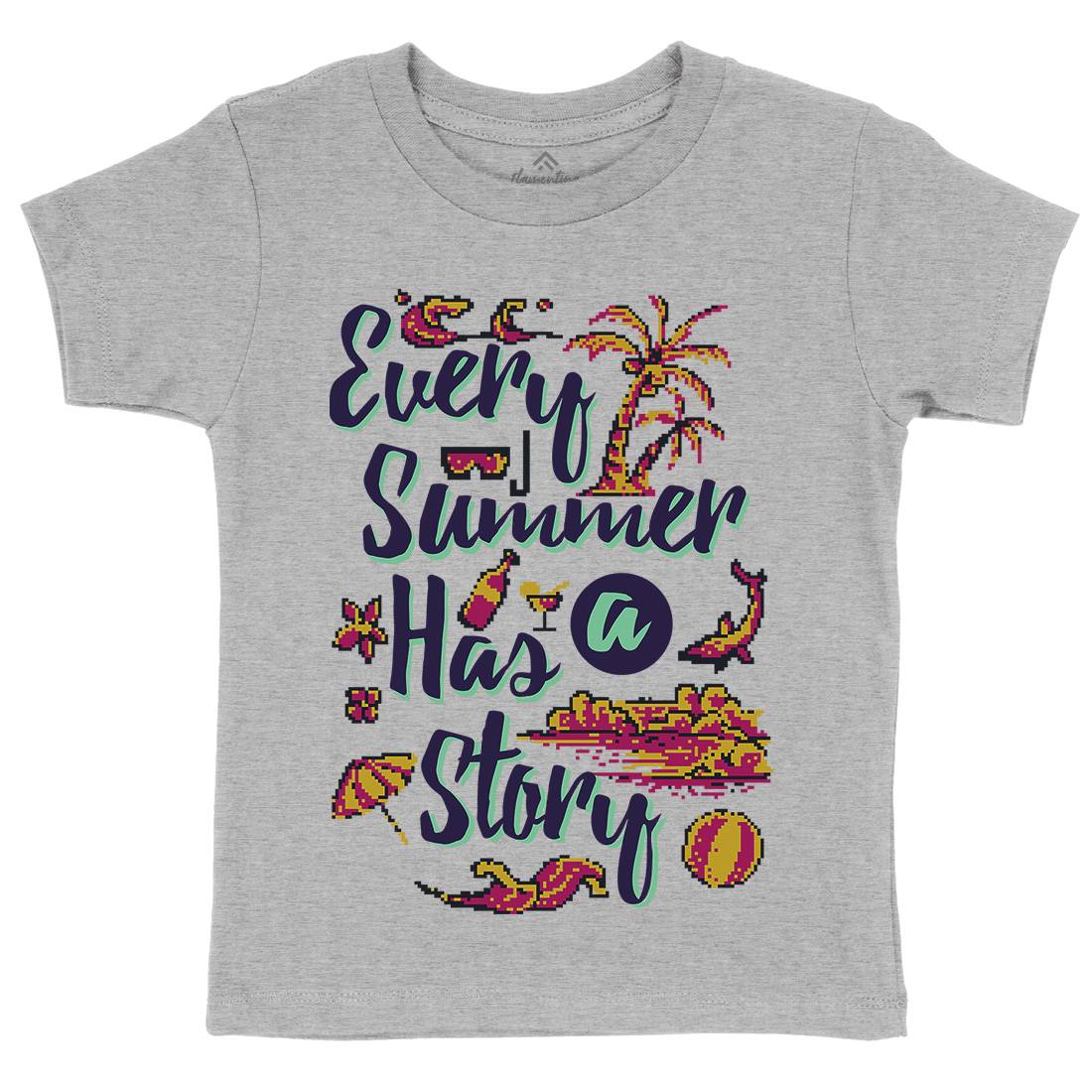 Every Summer Has A Story Kids Organic Crew Neck T-Shirt Nature B896