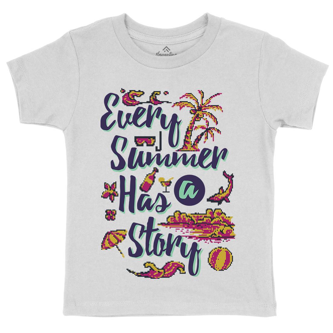 Every Summer Has A Story Kids Organic Crew Neck T-Shirt Nature B896