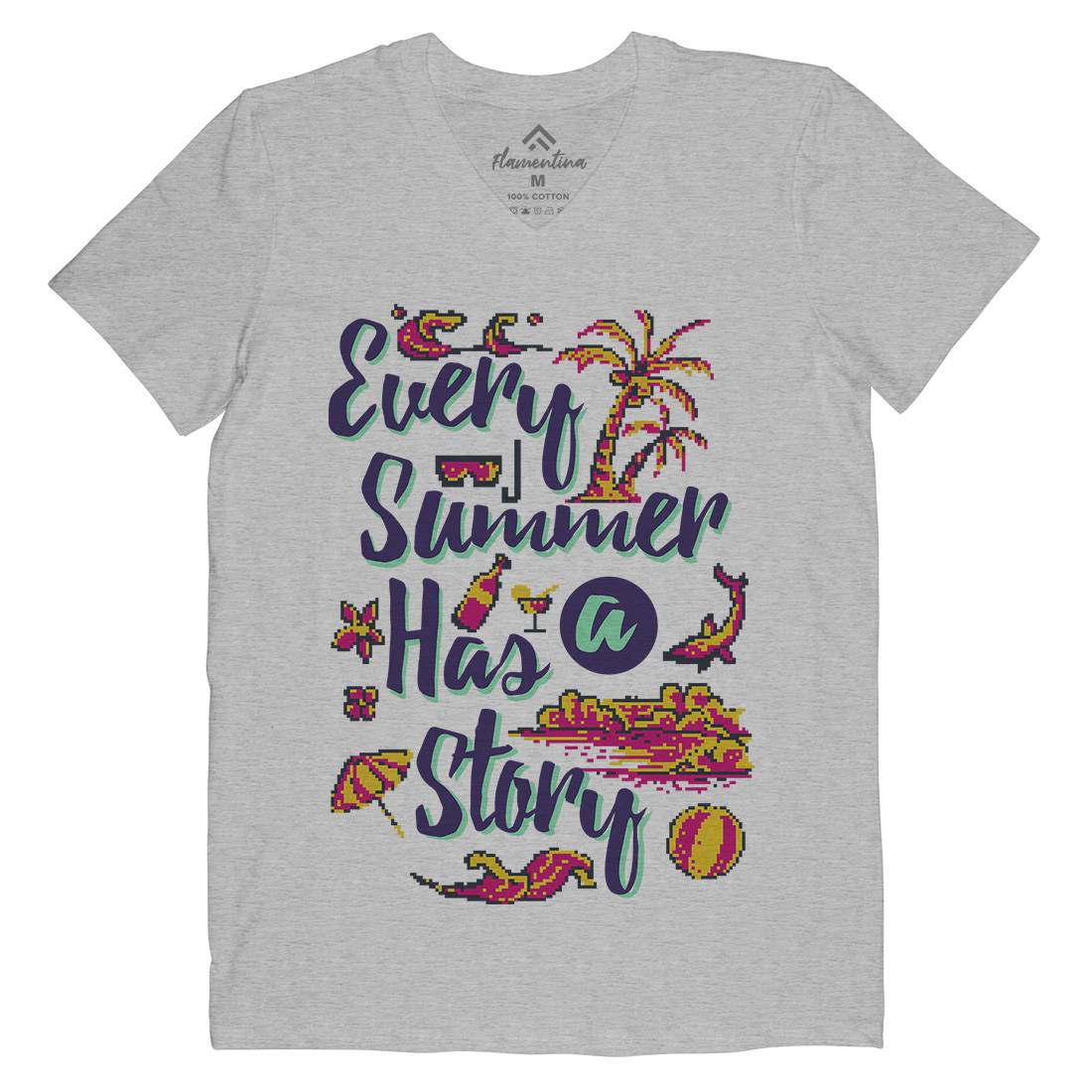 Every Summer Has A Story Mens Organic V-Neck T-Shirt Nature B896