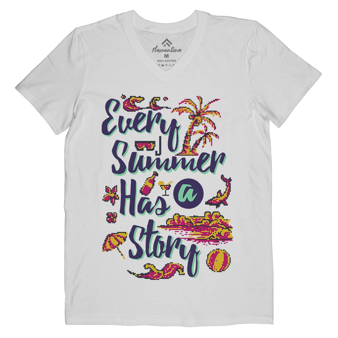 Every Summer Has A Story Mens Organic V-Neck T-Shirt Nature B896