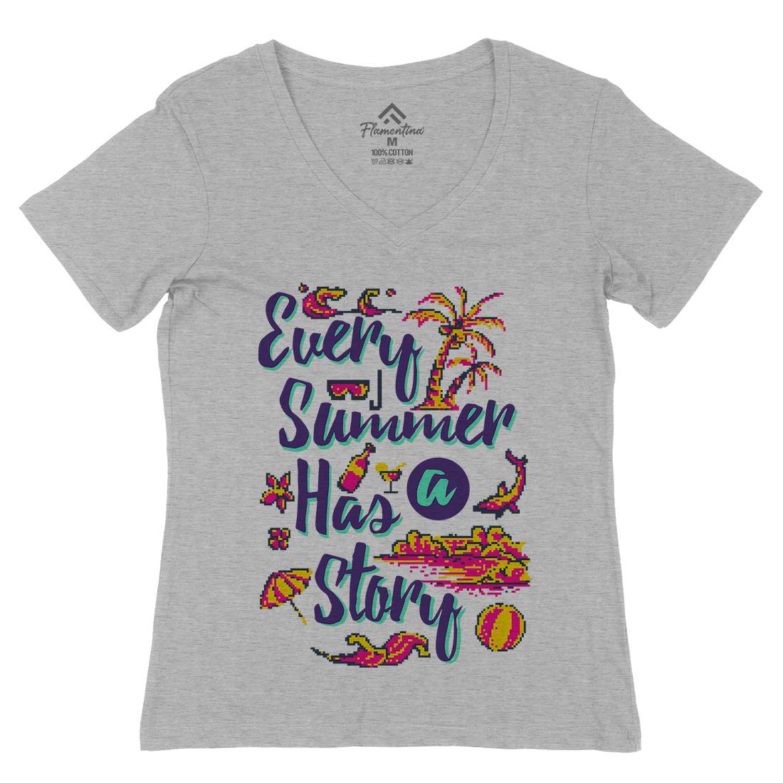 Every Summer Has A Story Womens Organic V-Neck T-Shirt Nature B896