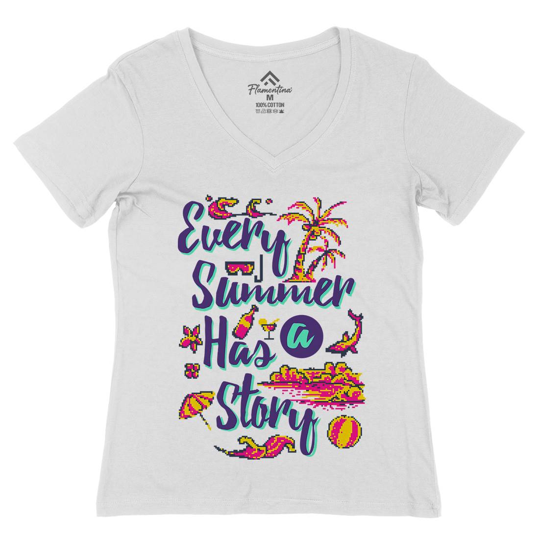 Every Summer Has A Story Womens Organic V-Neck T-Shirt Nature B896