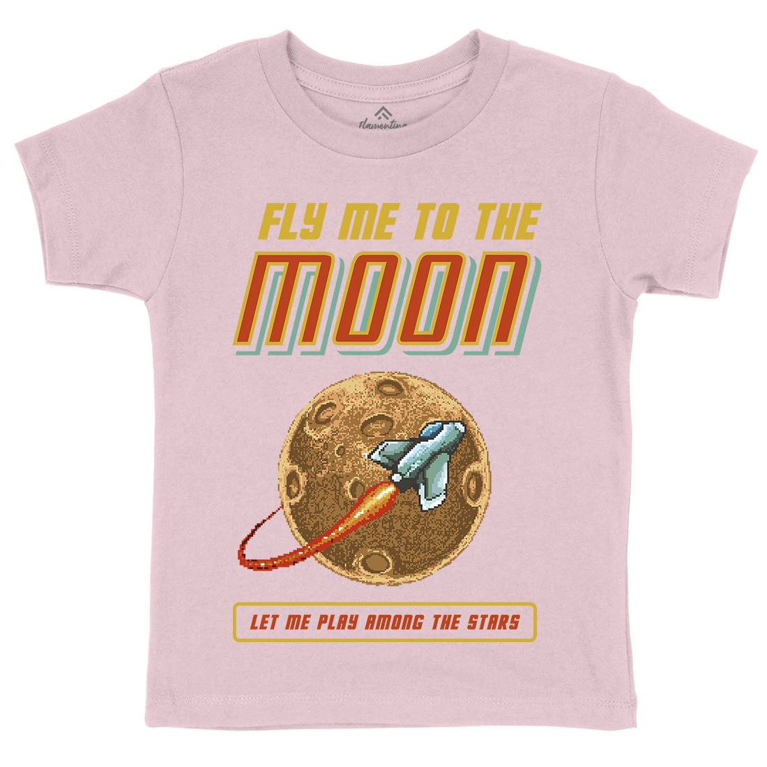 Fly Me To The Moon Kids Crew Neck T-Shirt Space B897