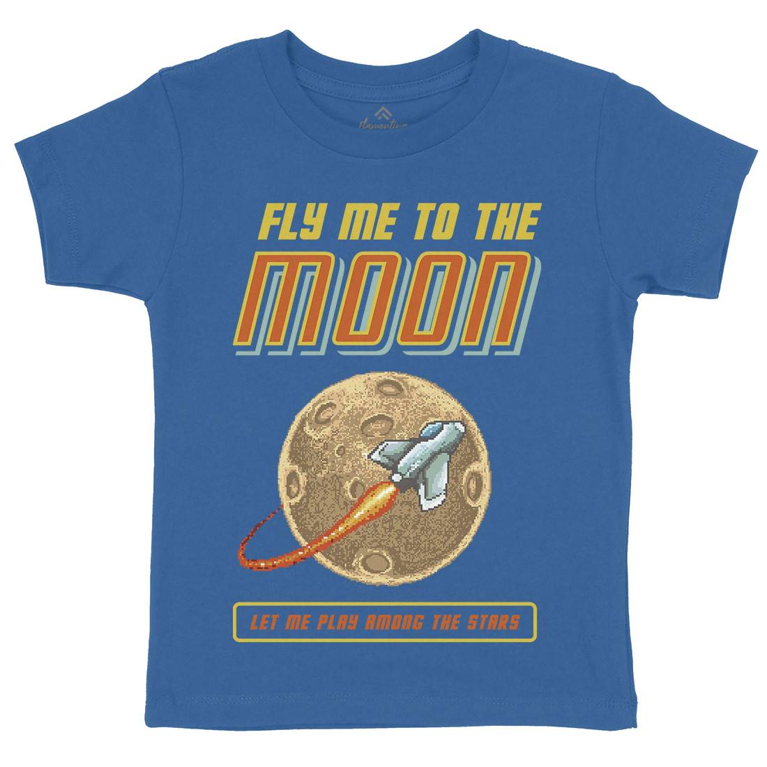 Fly Me To The Moon Kids Organic Crew Neck T-Shirt Space B897