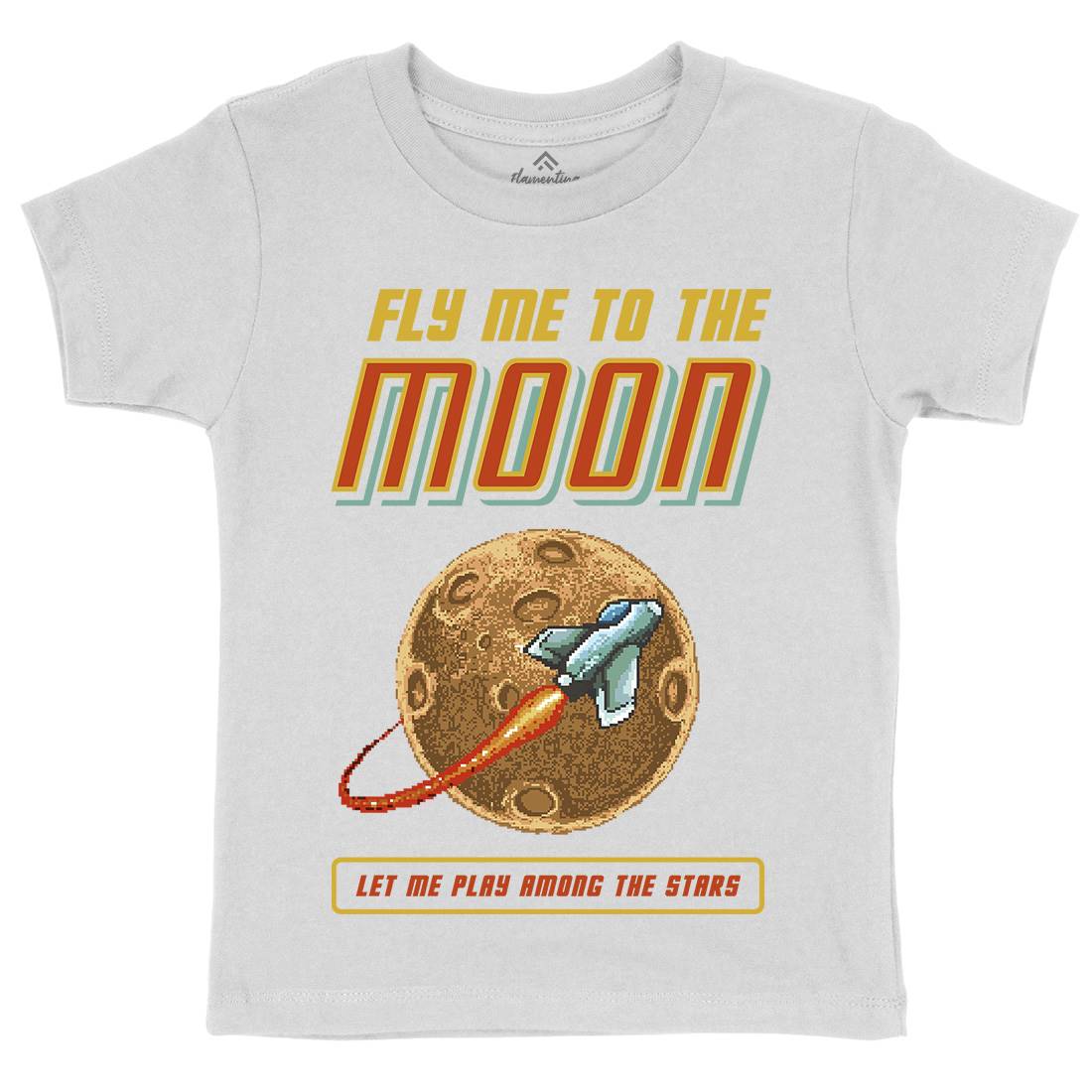 Fly Me To The Moon Kids Organic Crew Neck T-Shirt Space B897