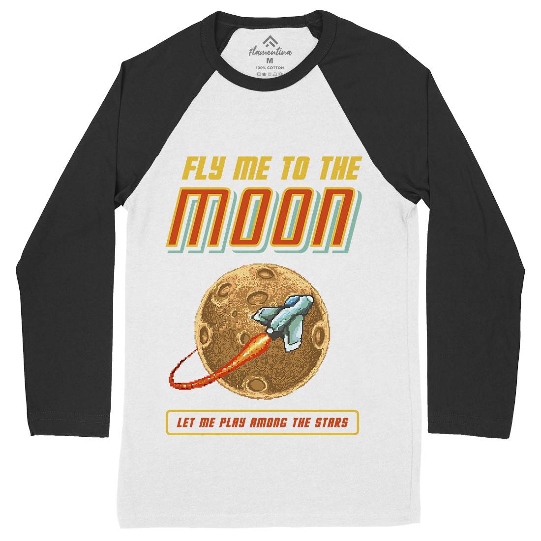 Fly Me To The Moon Mens Long Sleeve Baseball T-Shirt Space B897