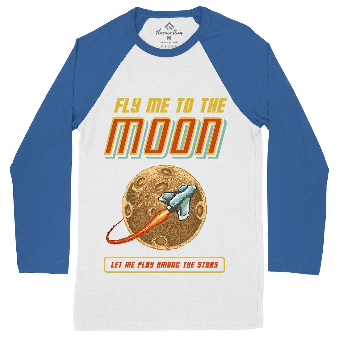 Fly Me To The Moon Mens Long Sleeve Baseball T-Shirt Space B897