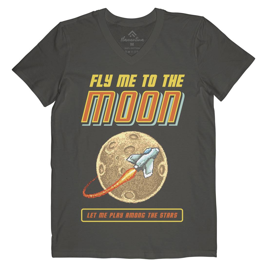 Fly Me To The Moon Mens V-Neck T-Shirt Space B897