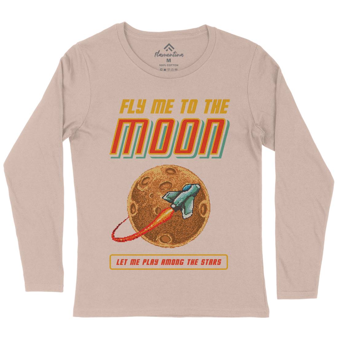 Fly Me To The Moon Womens Long Sleeve T-Shirt Space B897
