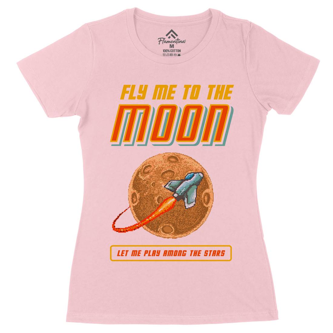 Fly Me To The Moon Womens Organic Crew Neck T-Shirt Space B897