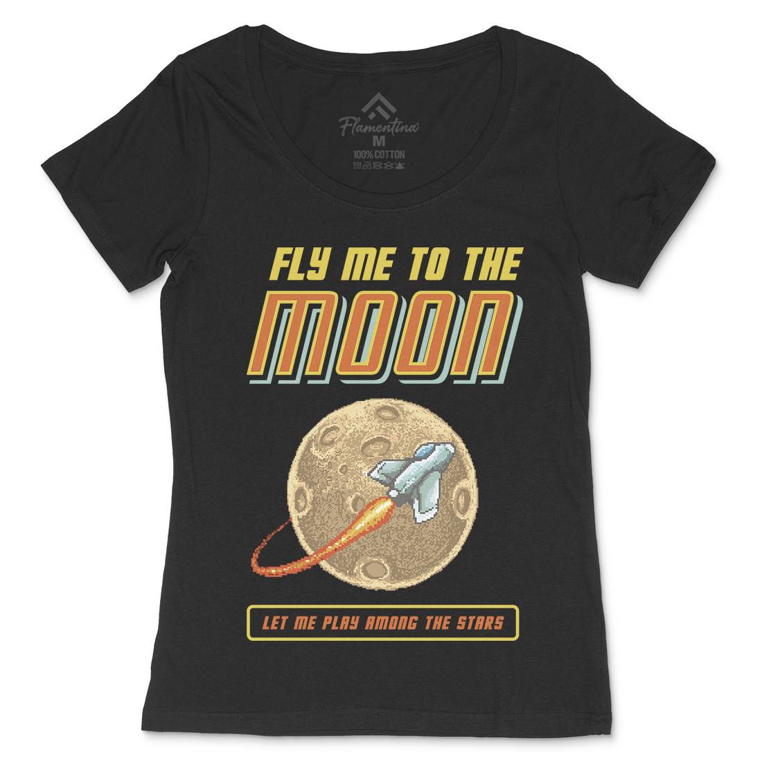 Fly Me To The Moon Womens Scoop Neck T-Shirt Space B897