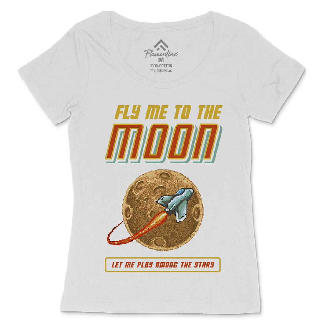 Fly Me To The Moon Womens Scoop Neck T-Shirt Space B897