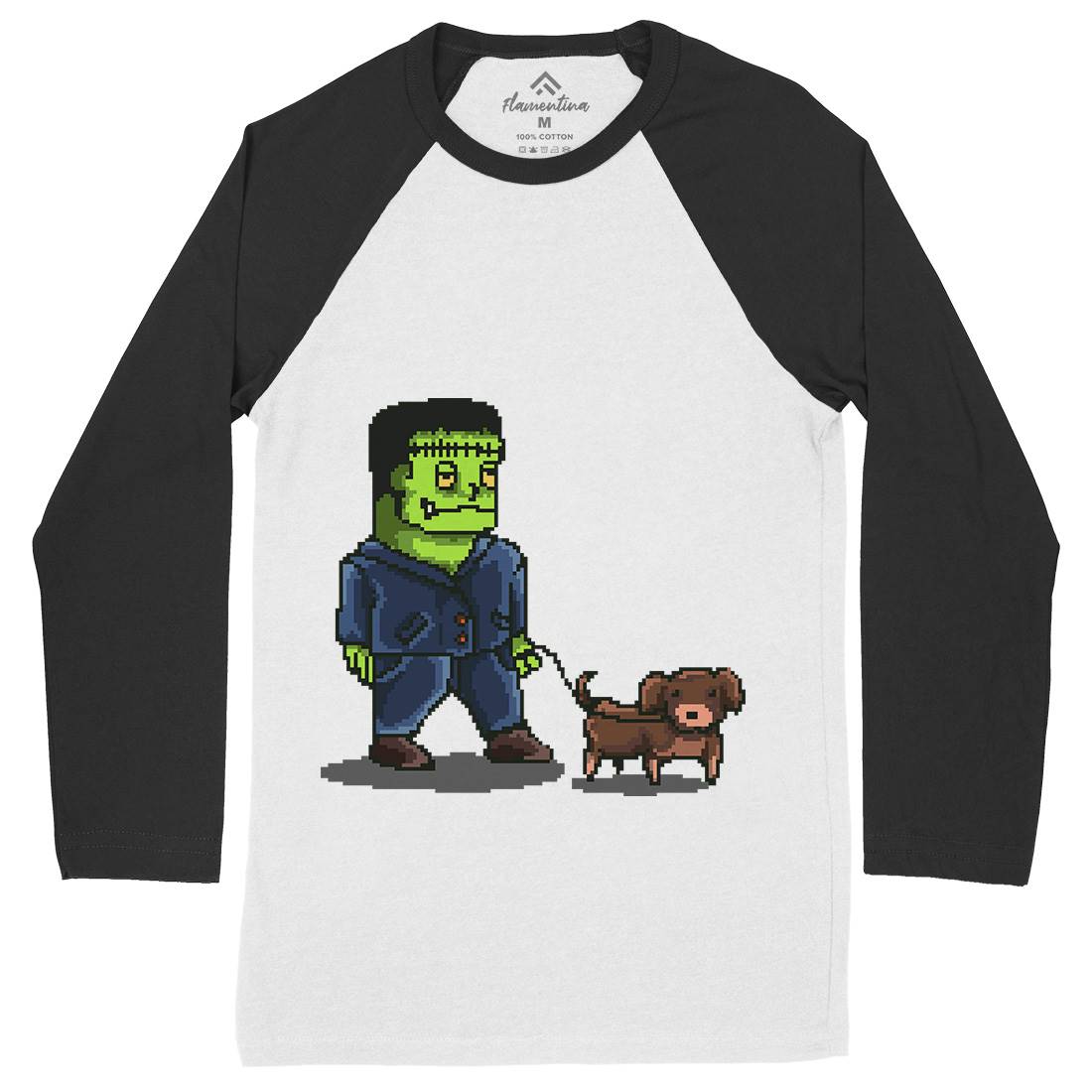 Franken Dog Mens Long Sleeve Baseball T-Shirt Food B898