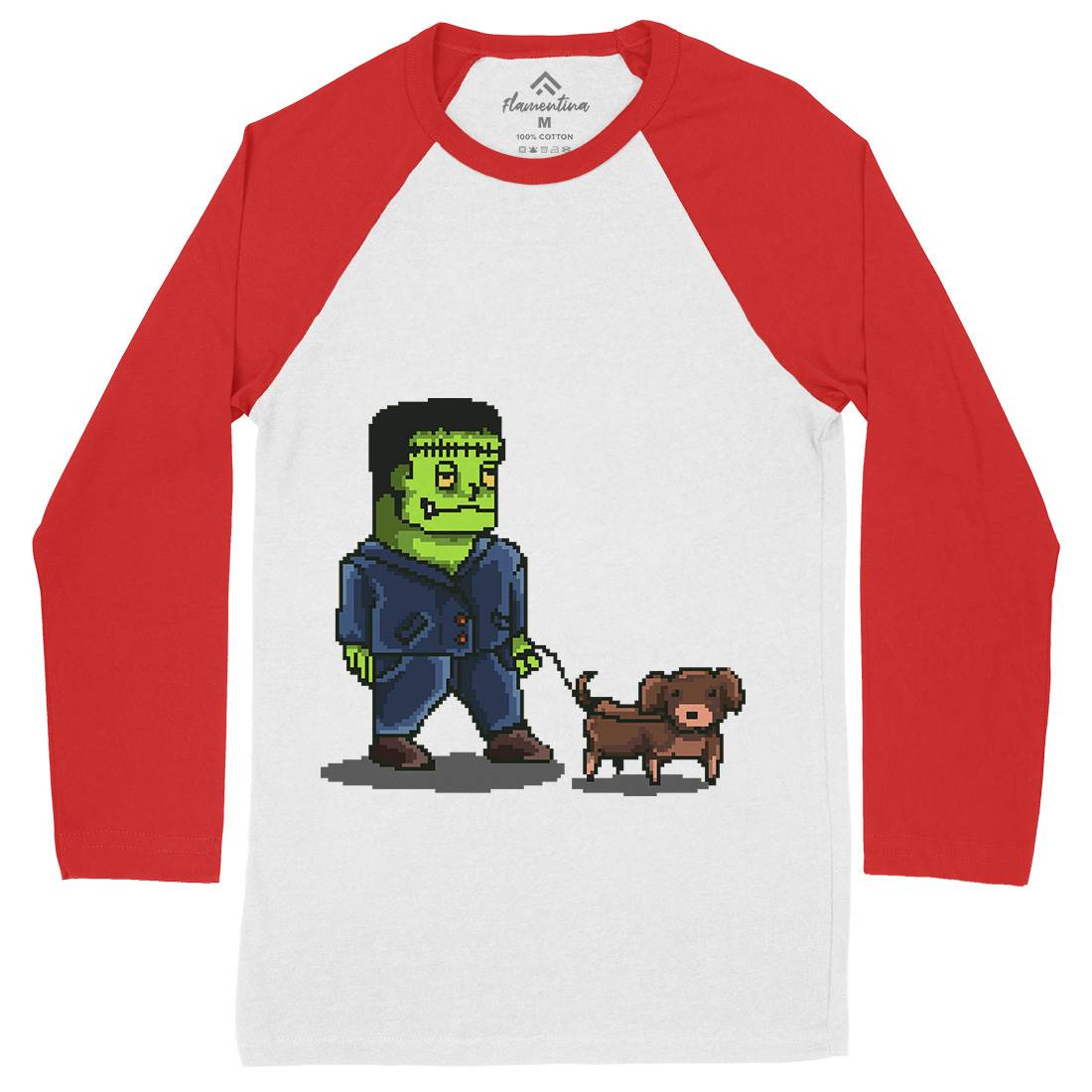 Franken Dog Mens Long Sleeve Baseball T-Shirt Food B898