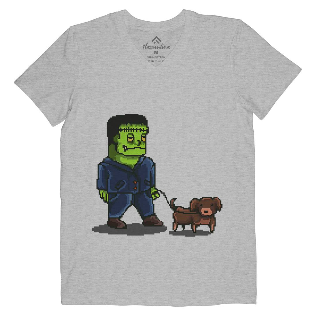 Franken Dog Mens Organic V-Neck T-Shirt Food B898