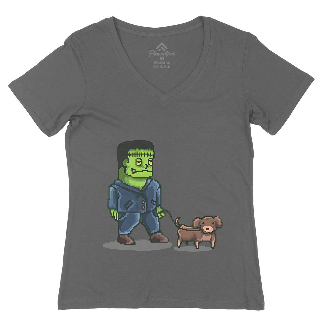 Franken Dog Womens Organic V-Neck T-Shirt Food B898