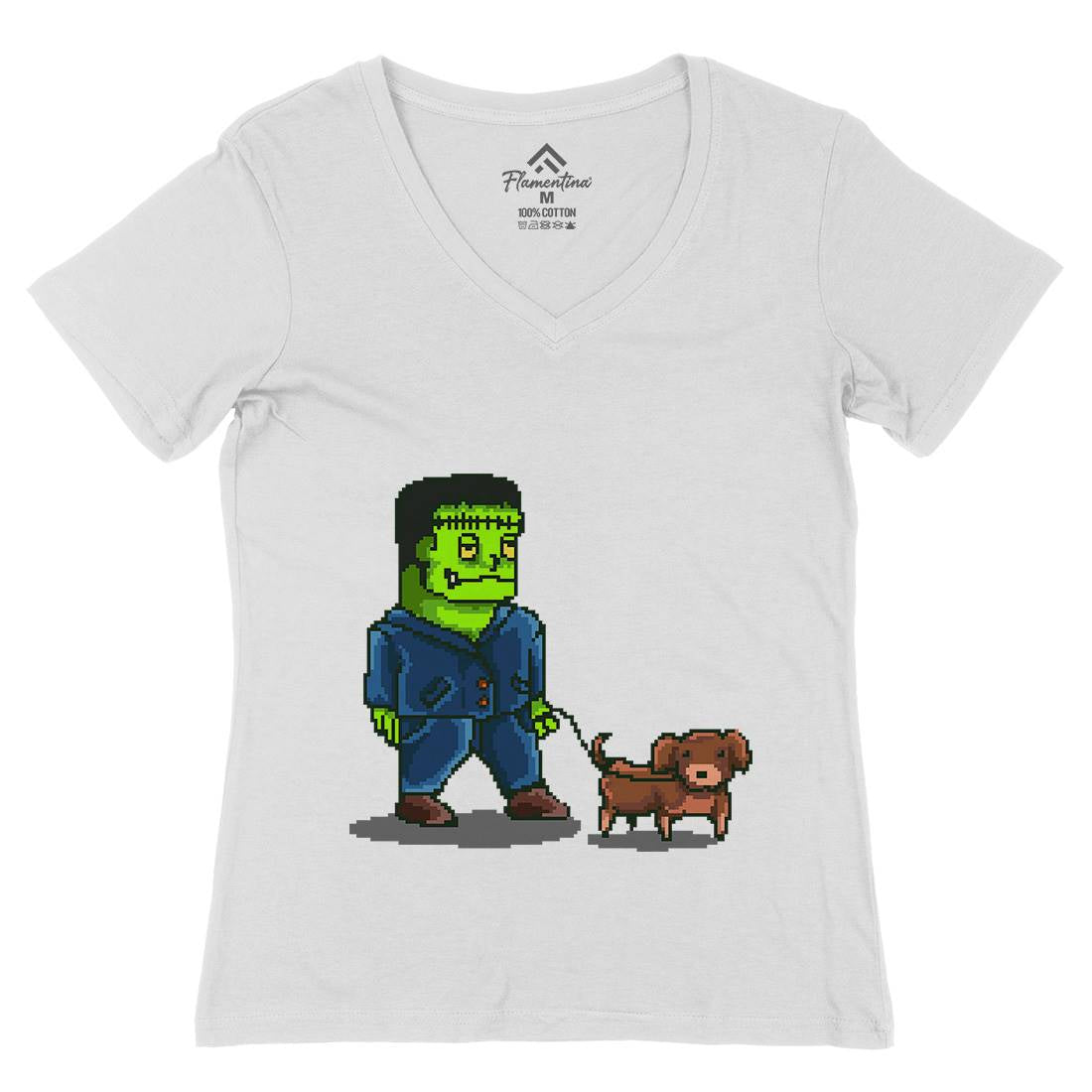 Franken Dog Womens Organic V-Neck T-Shirt Food B898