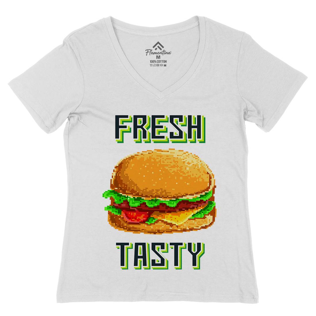 Fresh And Tasty Womens Organic V-Neck T-Shirt Food B899