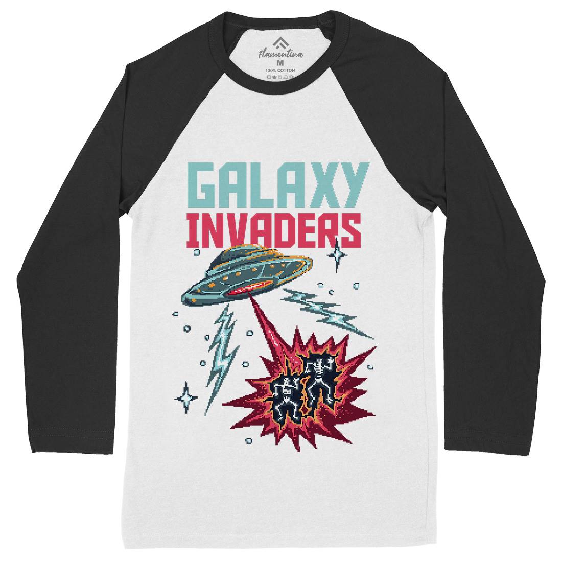 Invaders Mens Long Sleeve Baseball T-Shirt Space B900