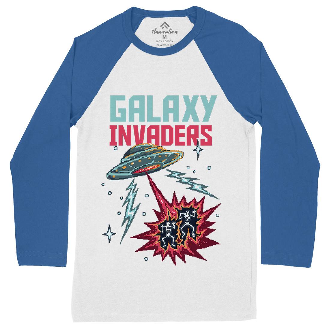 Invaders Mens Long Sleeve Baseball T-Shirt Space B900