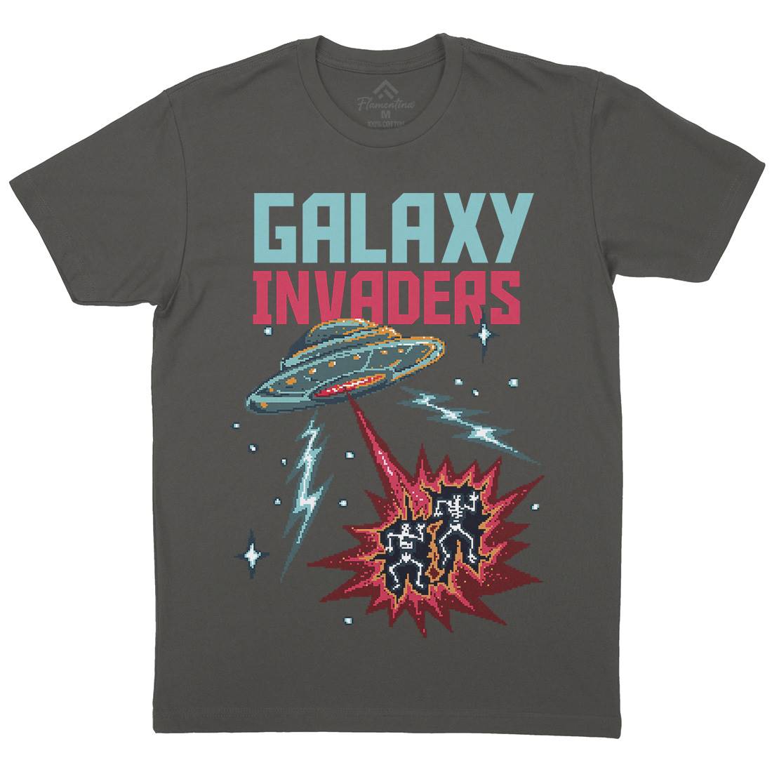 Invaders Mens Organic Crew Neck T-Shirt Space B900