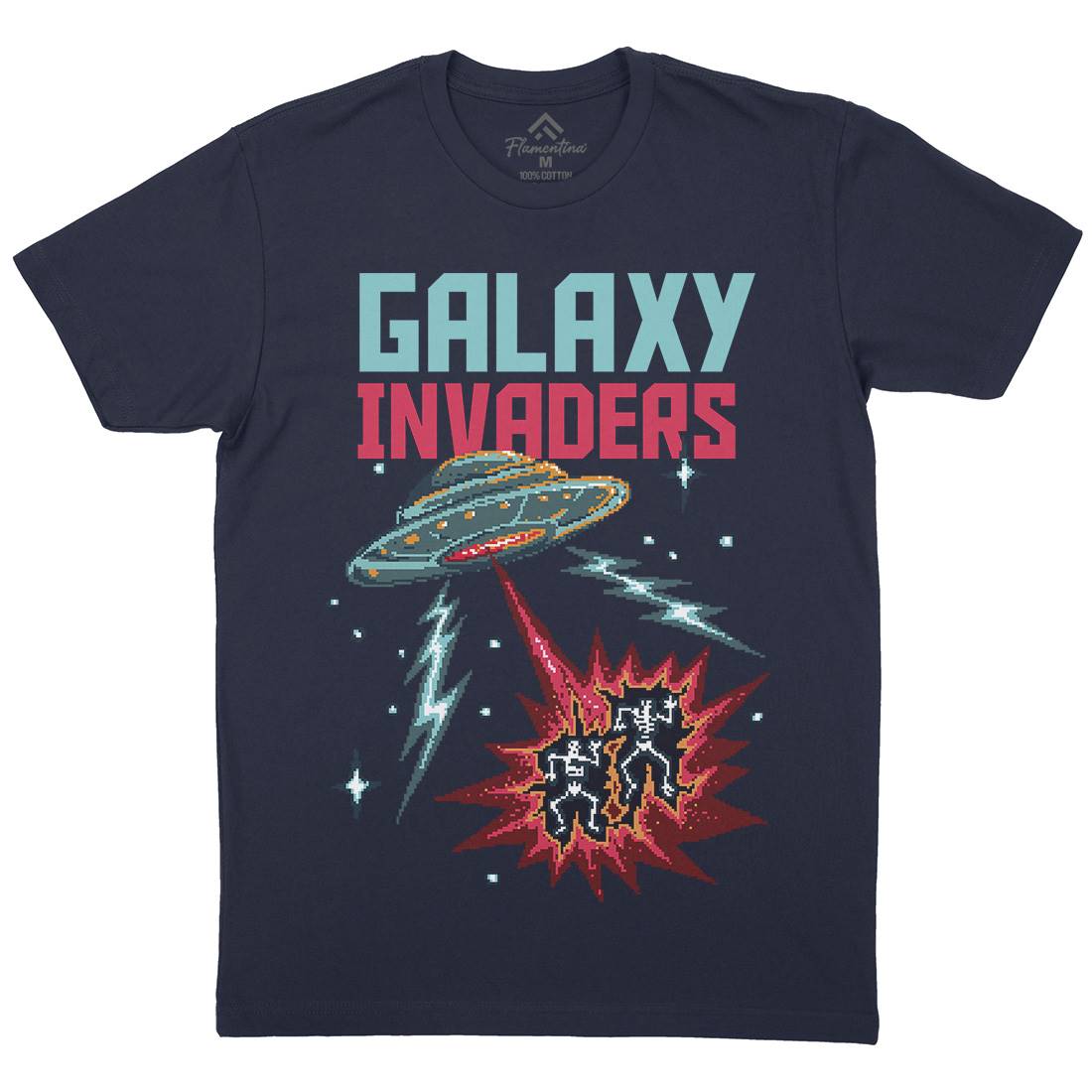 Invaders Mens Organic Crew Neck T-Shirt Space B900