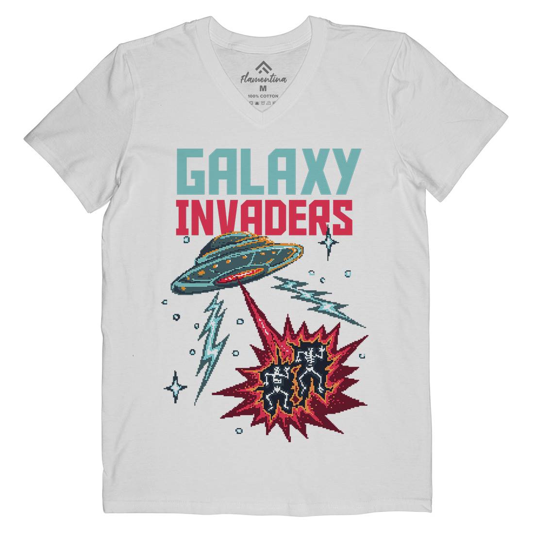 Invaders Mens V-Neck T-Shirt Space B900