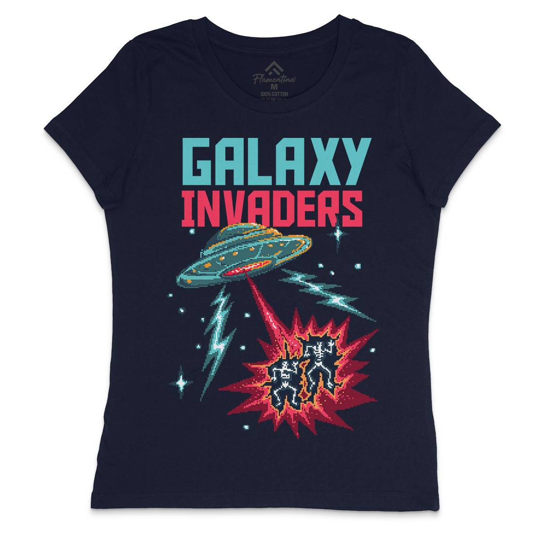 Invaders Womens Crew Neck T-Shirt Space B900