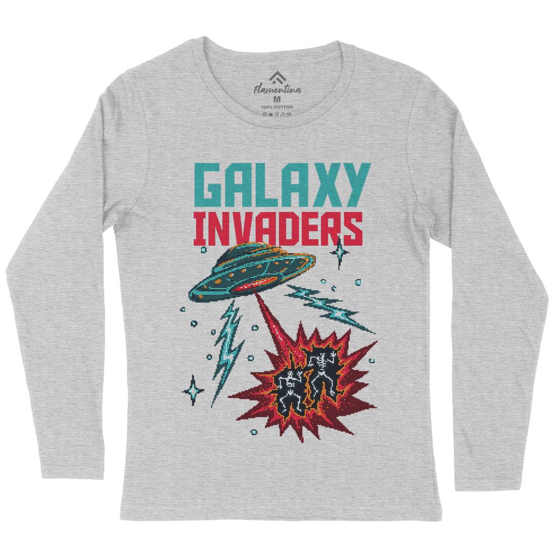 Invaders Womens Long Sleeve T-Shirt Space B900