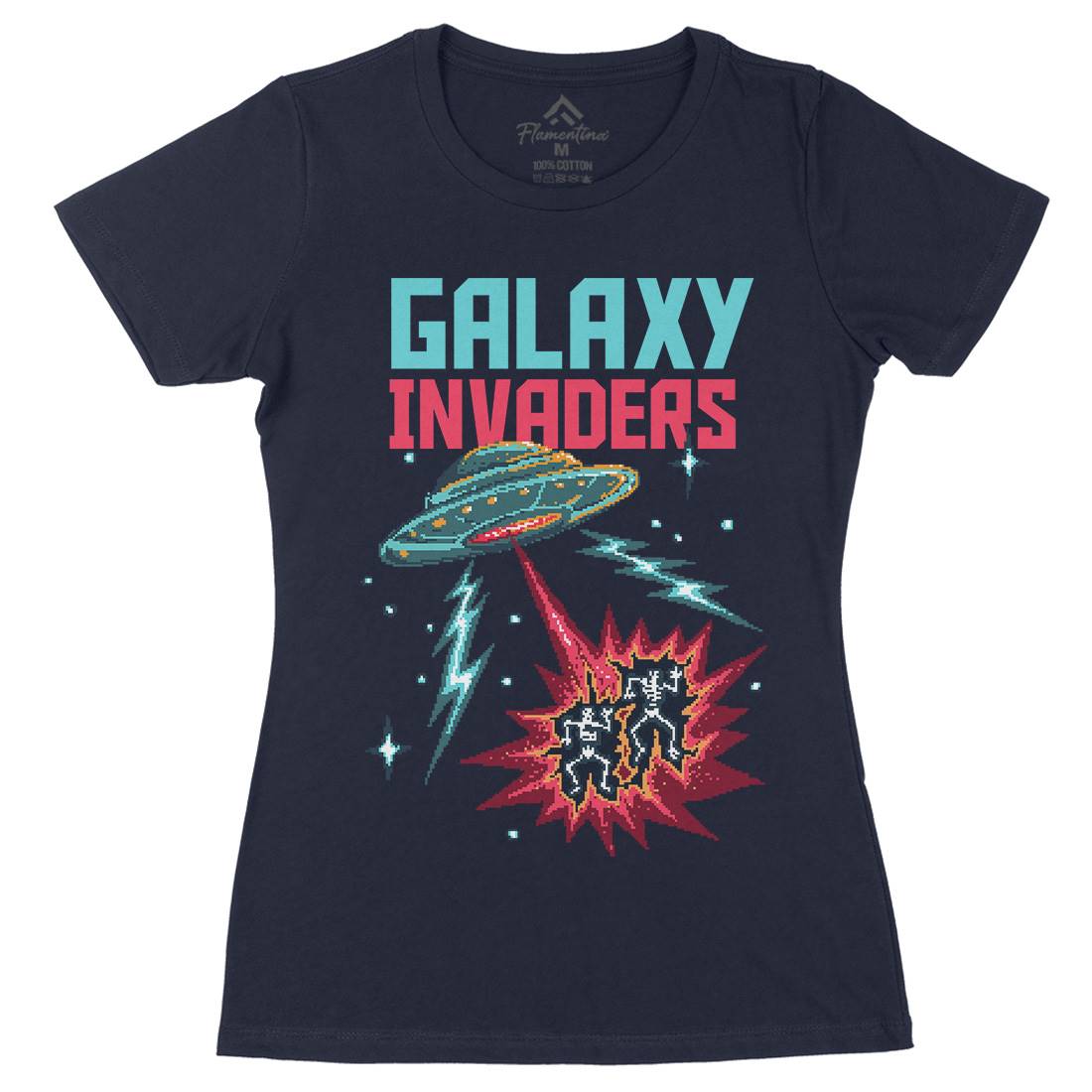 Invaders Womens Organic Crew Neck T-Shirt Space B900