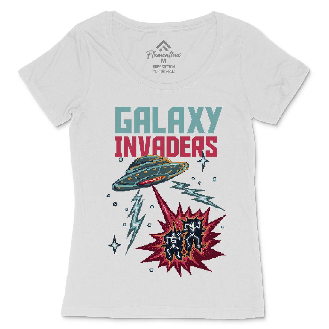Invaders Womens Scoop Neck T-Shirt Space B900