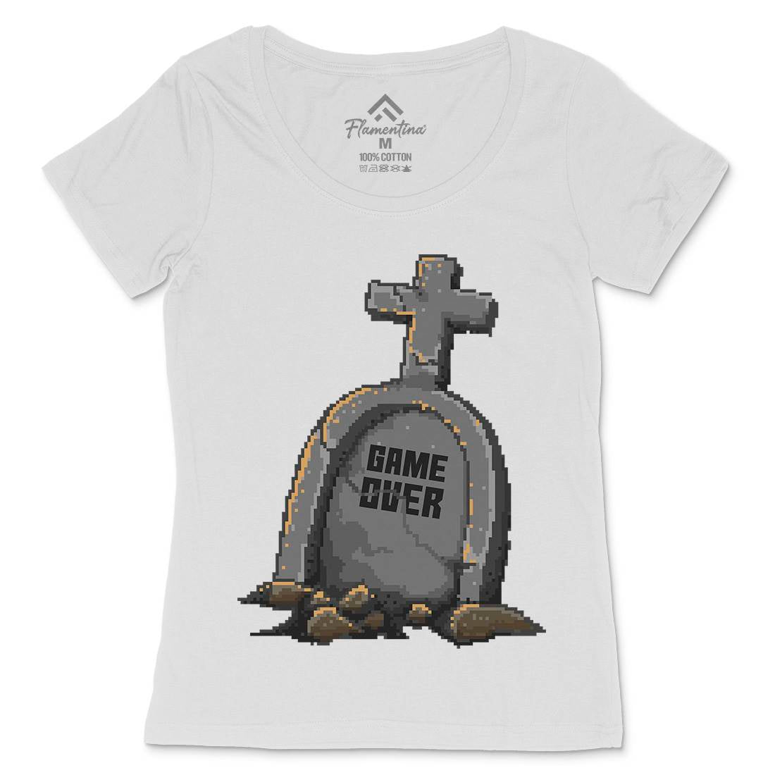 Game Over Womens Scoop Neck T-Shirt Geek B901