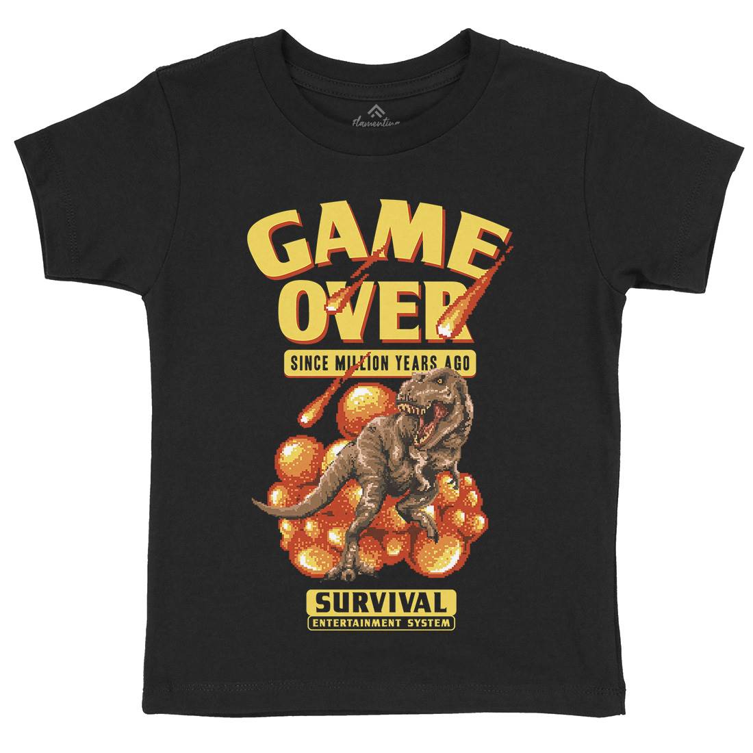Game Over Dino Kids Crew Neck T-Shirt Geek B902
