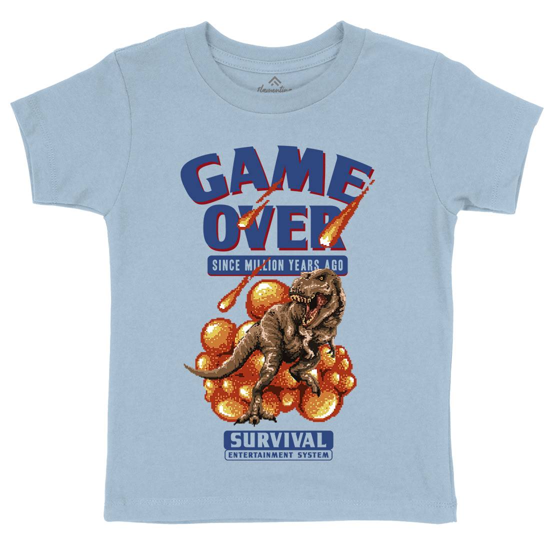 Game Over Dino Kids Organic Crew Neck T-Shirt Geek B902