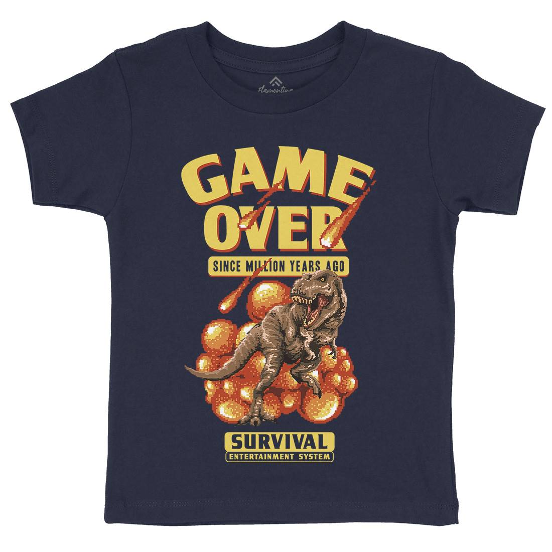 Game Over Dino Kids Organic Crew Neck T-Shirt Geek B902