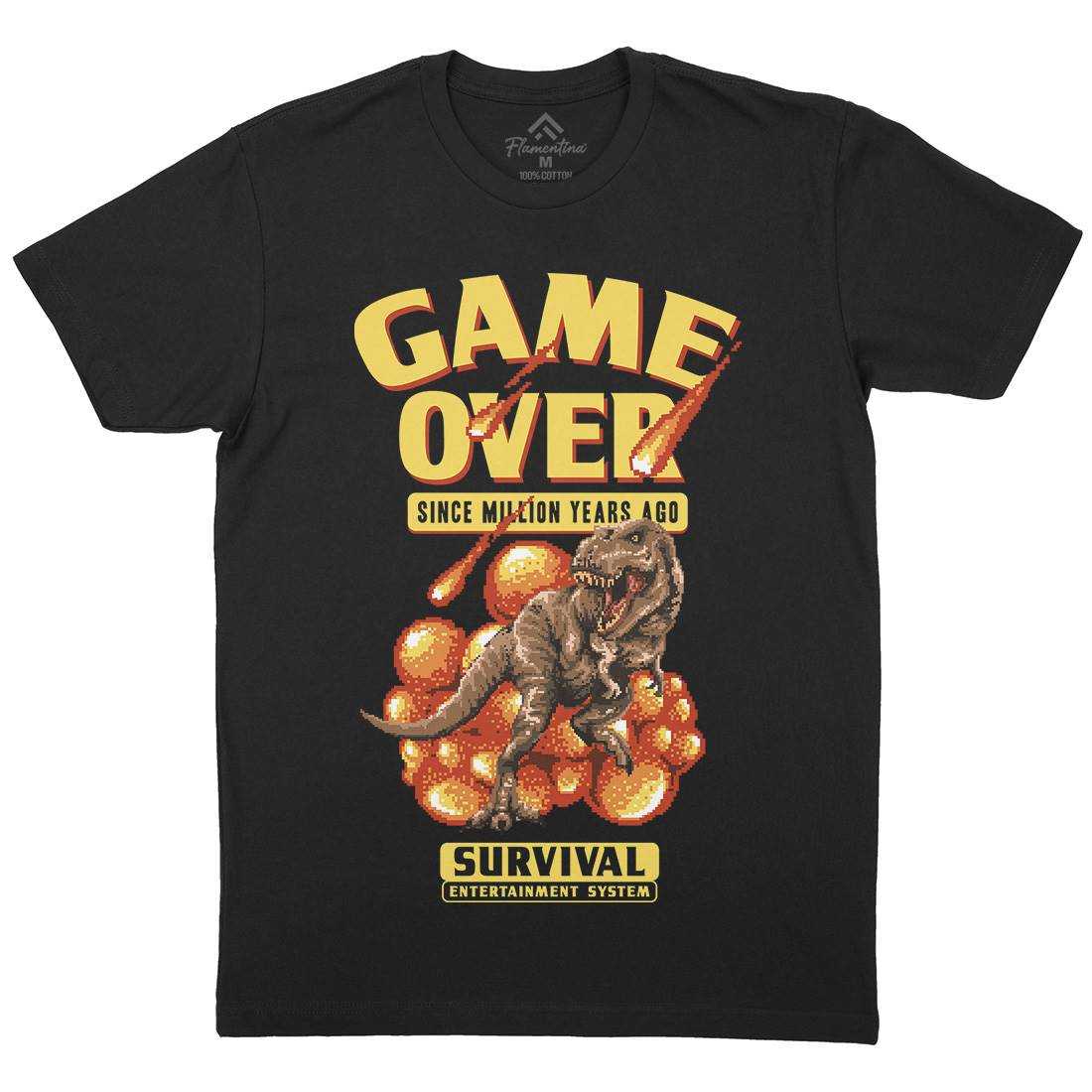 Game Over Dino Mens Crew Neck T-Shirt Geek B902