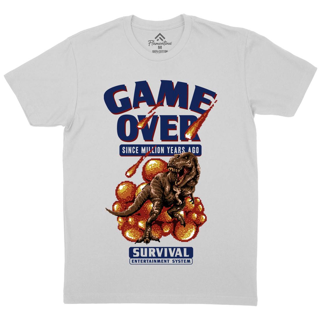 Game Over Dino Mens Crew Neck T-Shirt Geek B902