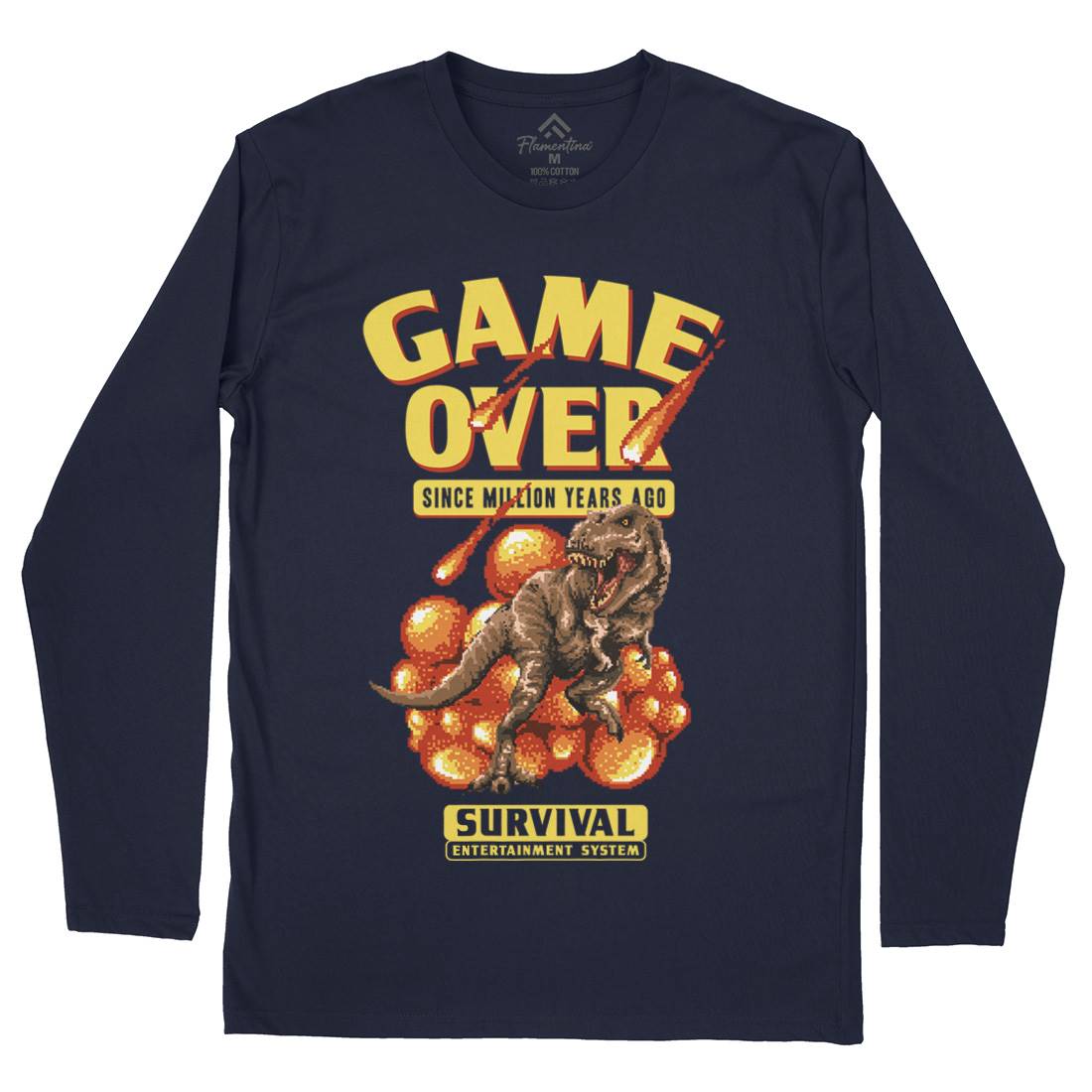 Game Over Dino Mens Long Sleeve T-Shirt Geek B902