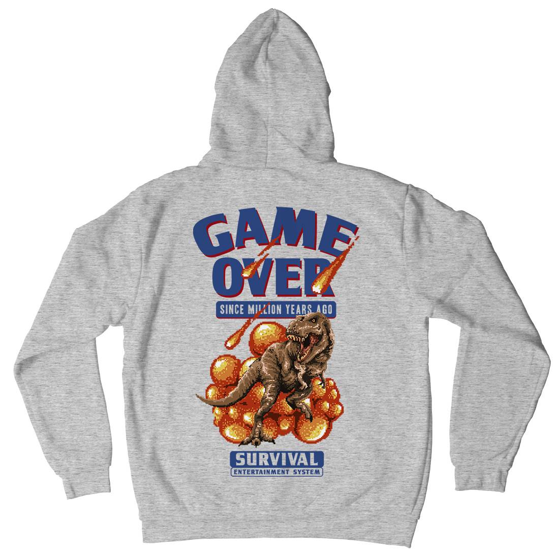 Game Over Dino Mens Hoodie With Pocket Geek B902