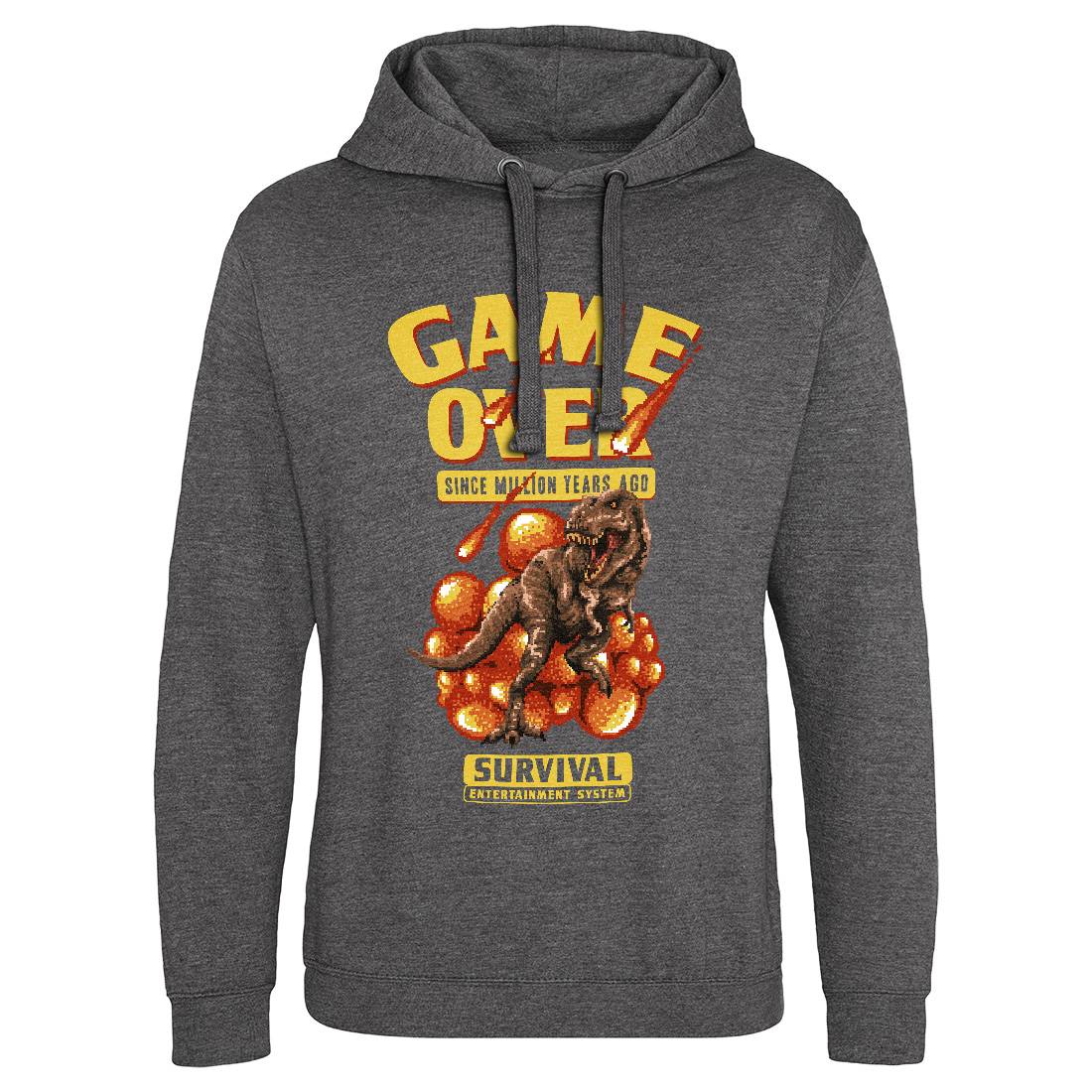 Game Over Dino Mens Hoodie Without Pocket Geek B902