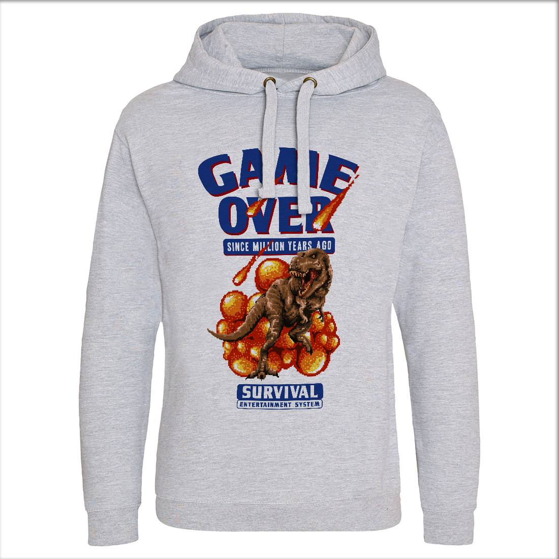 Game Over Dino Mens Hoodie Without Pocket Geek B902